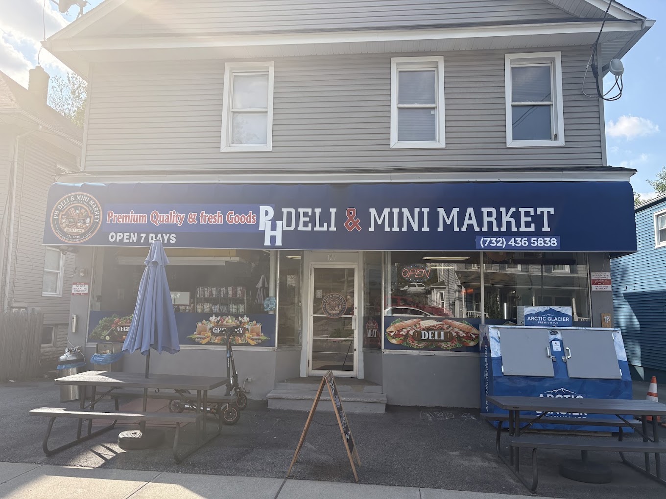 Storefront of PH Deli & Mini Market in Morristown, New Jersey
